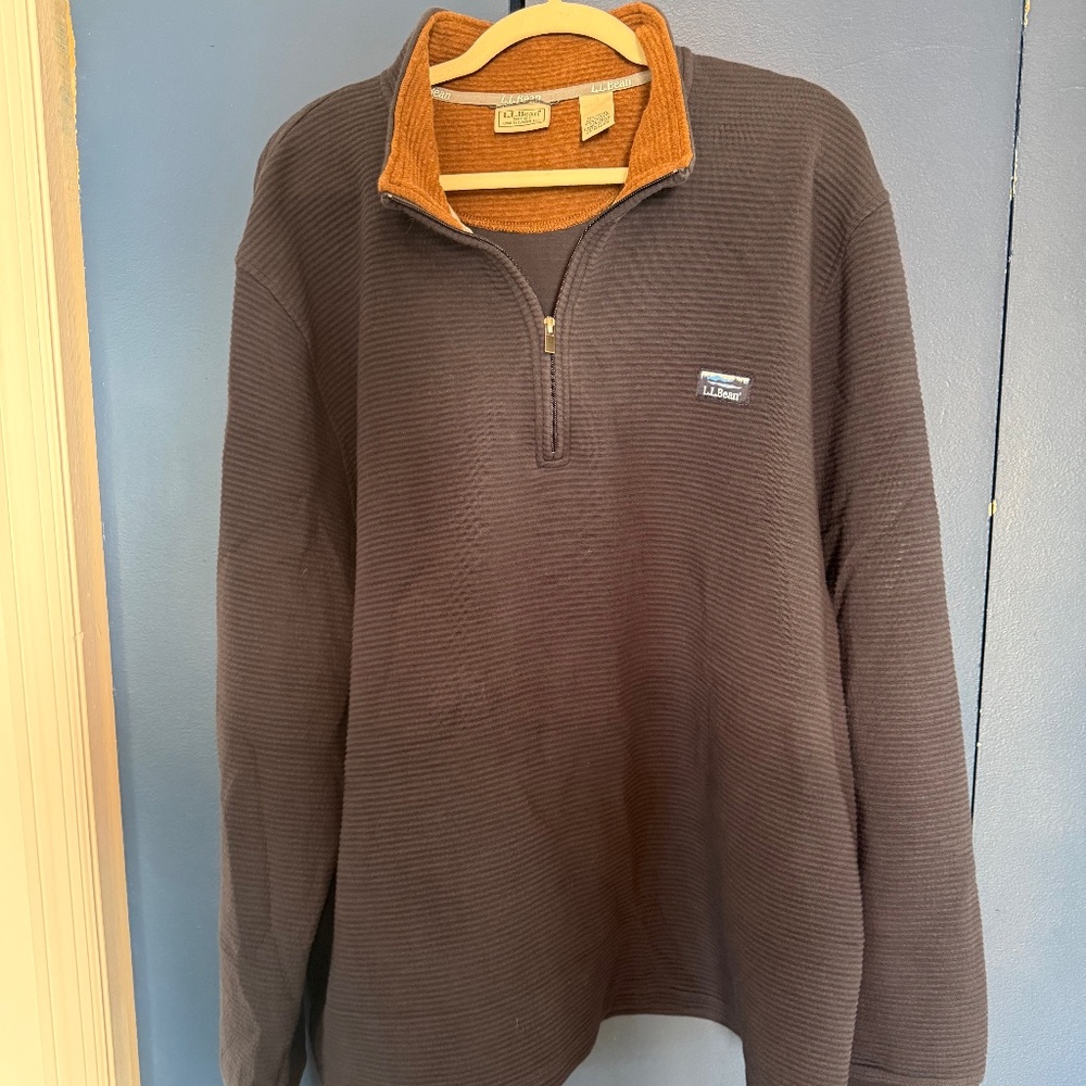Men’s XXL Navy LLBean Lakewashed Double-Knit Quarter-Zip Pullover